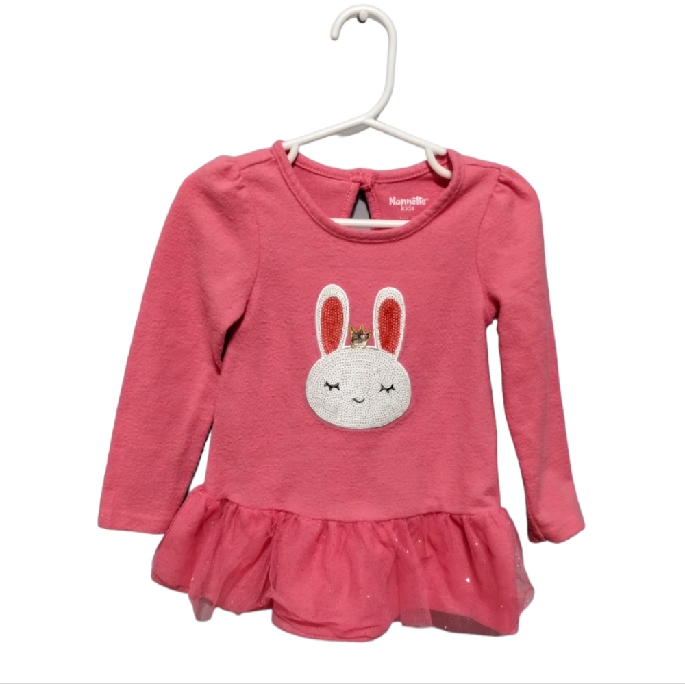 Nannette Kids Pink 2T Princess sequence rabbit bunny sweater glittery pink tutu
